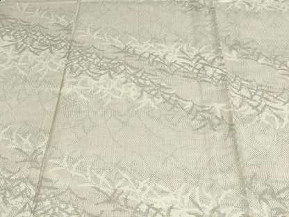 平和屋着物▽上質な紬 単衣 草葉文 正絹 逸品 DAAW9217sf