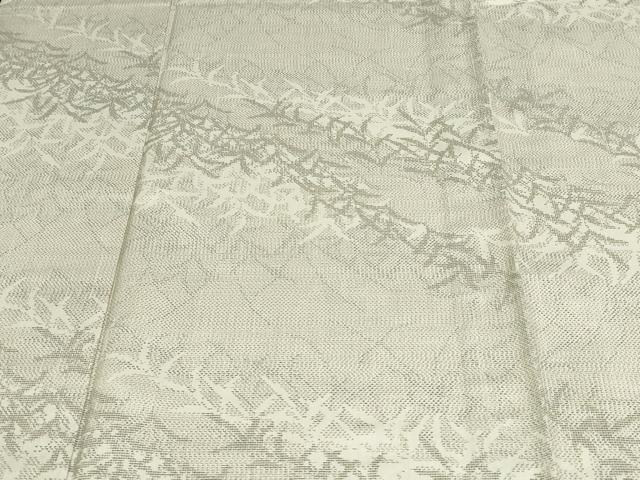 平和屋着物▽上質な紬 単衣 草葉文 正絹 逸品 DAAW9217sf