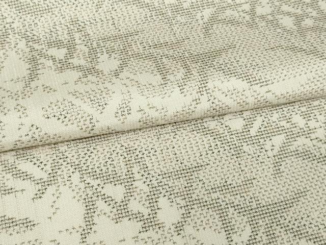 平和屋着物▽上質な紬 単衣 草葉文 正絹 逸品 DAAW9217sf