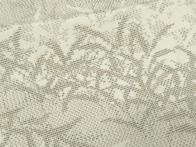 平和屋着物▽上質な紬 単衣 草葉文 正絹 逸品 DAAW9217sf