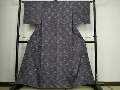 平和屋着物▽上質な紬　単衣　霞文　正絹　逸品　DAAW9218sf