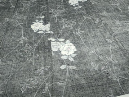 平和屋着物▽上質な紬 単衣 枝花文 正絹 逸品 DAAW9220sf