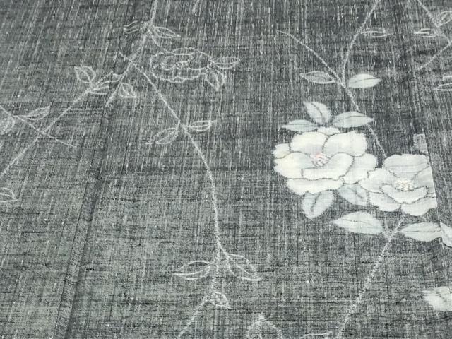 平和屋着物▽上質な紬 単衣 枝花文 正絹 逸品 DAAW9220sf
