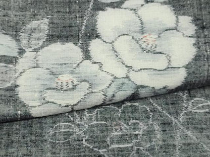 平和屋着物▽上質な紬 単衣 枝花文 正絹 逸品 DAAW9220sf