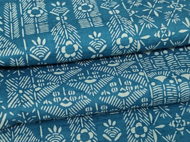 平和屋着物▽上質な紬 単衣 草花文 正絹 逸品 DAAW9221sf