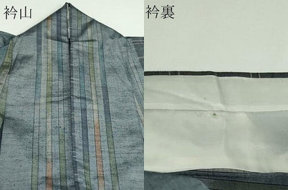 平和屋着物▽上質な紬 単衣 間道 正絹 逸品 DAAW9222sf