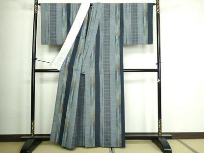 平和屋着物▽上質な紬 単衣 間道 正絹 逸品 DAAW9222sf
