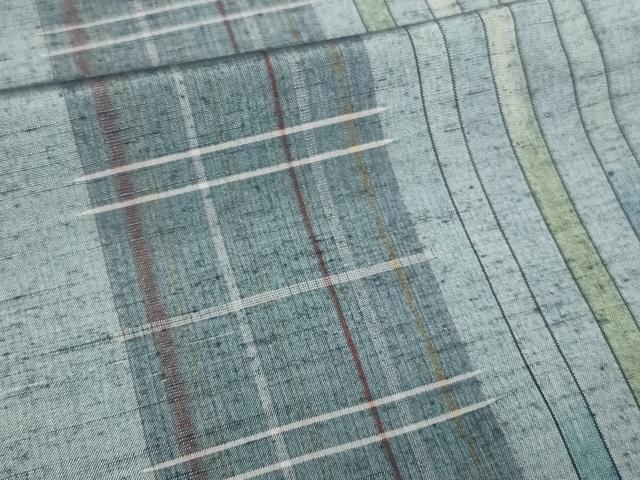 平和屋着物▽上質な紬 単衣 間道 正絹 逸品 DAAW9222sf