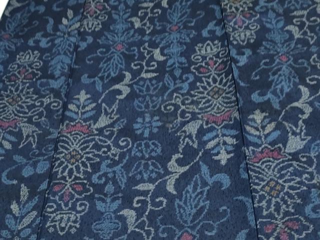 平和屋着物▽本場大島紬　薩摩結城　単衣　洋花文　正絹　逸品　DAAW9223sf