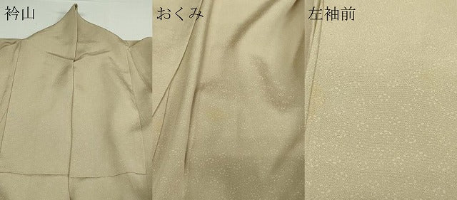 平和屋着物▽上質な色無地 単衣 舞花地紋 亜麻色 正絹 逸品 DAAW9225sf