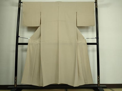 平和屋着物▽上質な色無地 単衣 舞花地紋 亜麻色 正絹 逸品 DAAW9225sf