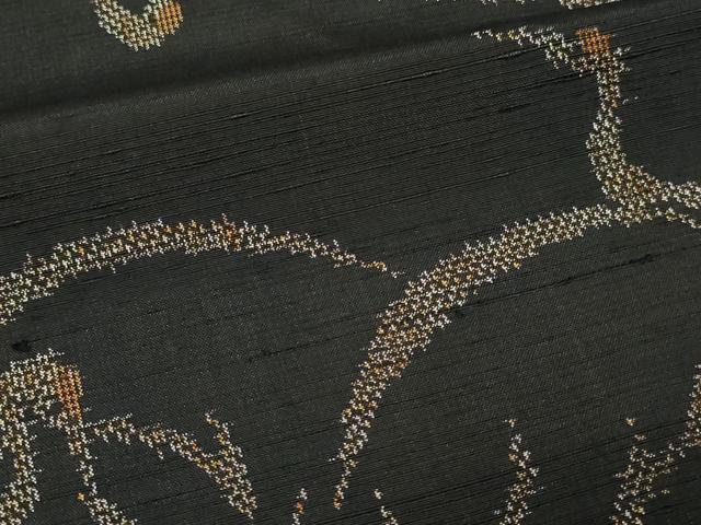 平和屋着物▽上質な紬 単衣 群れ鶴文 黒地 正絹 逸品 DAAW9227sf