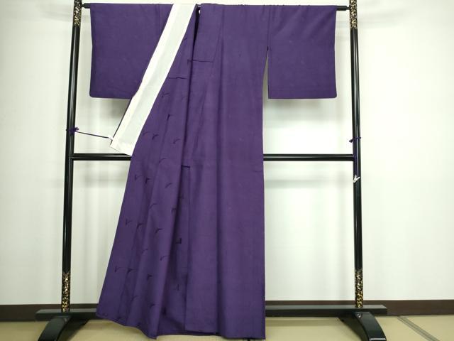 平和屋着物▽上質なお召　単衣　抽象文様　正絹　逸品　DAAW9228sf