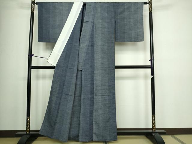 平和屋着物▽上質な紬 単衣 格子 正絹 逸品 DAAW9229sf
