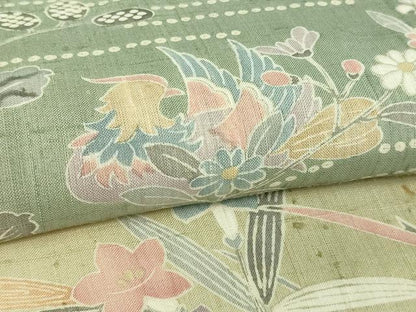 平和屋着物▽訪問着 単衣 生紬 花鳥文 暈し染め 正絹 逸品 DAAW9232sf