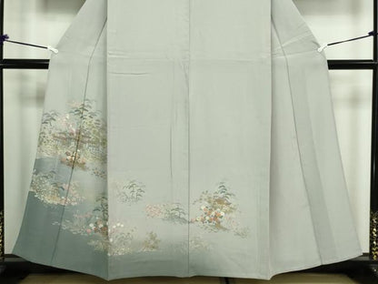 平和屋着物▽訪問着 単衣 風景草花文 暈し染め 金彩 反端付き 正絹 逸品 DAAW9234sf