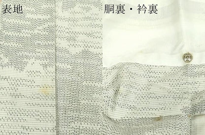 平和屋着物▽上質な紬 単衣 草花文 正絹 逸品 DAAW9237sf