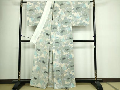 平和屋着物▽上質な小紋 単衣 舞花文 正絹 逸品 未使用 DAAW9239sf