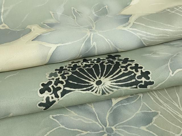 平和屋着物▽上質な小紋 単衣 舞花文 正絹 逸品 未使用 DAAW9239sf