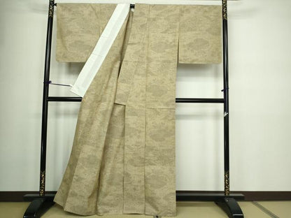 平和屋着物▽結城紬 単衣 草花文 正絹 逸品 DAAW9245sf