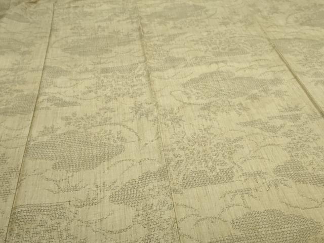平和屋着物▽結城紬 単衣 草花文 正絹 逸品 DAAW9245sf