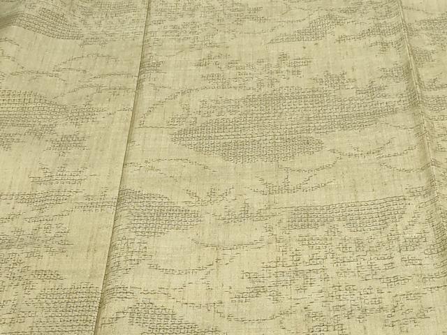平和屋着物▽結城紬 単衣 草花文 正絹 逸品 DAAW9245sf