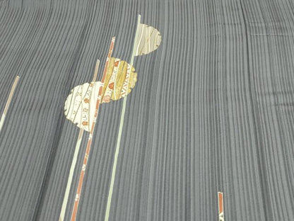 平和屋着物▽銀座きしや 訪問着 単衣 駒刺繍 承華縮緬 抽象文様 伊と考 金彩 反端付き 正絹 逸品 DAAW9247sf