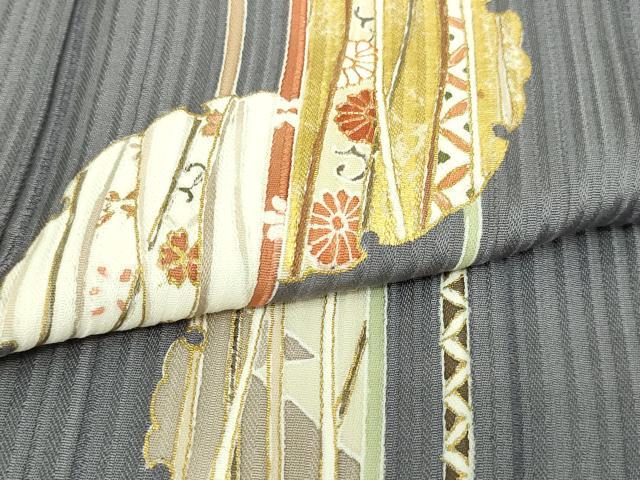 平和屋着物▽銀座きしや 訪問着 単衣 駒刺繍 承華縮緬 抽象文様 伊と考 金彩 反端付き 正絹 逸品 DAAW9247sf