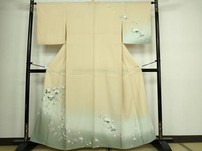 平和屋着物▽訪問着 単衣 枝花文 暈し染め 正絹 逸品 DAAW9248sf