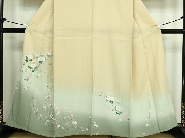 平和屋着物▽訪問着 単衣 枝花文 暈し染め 正絹 逸品 DAAW9248sf