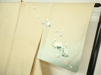 平和屋着物▽訪問着 単衣 枝花文 暈し染め 正絹 逸品 DAAW9248sf