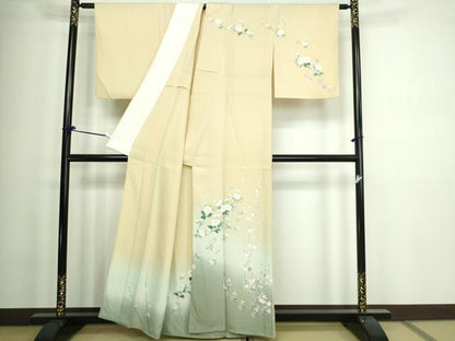 平和屋着物▽訪問着 単衣 枝花文 暈し染め 正絹 逸品 DAAW9248sf