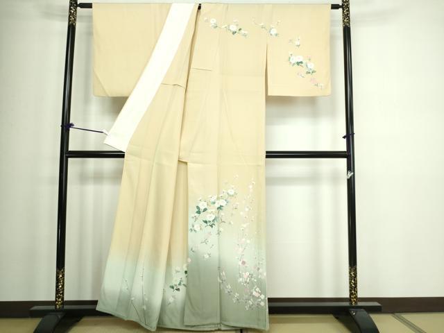 平和屋着物▽訪問着 単衣 枝花文 暈し染め 正絹 逸品 DAAW9248sf