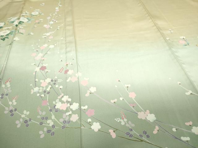 平和屋着物▽訪問着 単衣 枝花文 暈し染め 正絹 逸品 DAAW9248sf