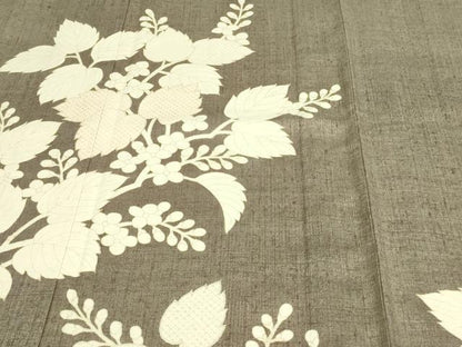 平和屋着物▽訪問着 単衣 紬地 枝葉文 正絹 逸品 DAAW9249sf