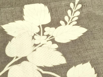 平和屋着物▽訪問着 単衣 紬地 枝葉文 正絹 逸品 DAAW9249sf