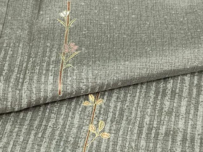 平和屋着物▽訪問着 本場染大島紬 単衣 刺繍 枝花文 正絹 逸品 DAAW9251sf