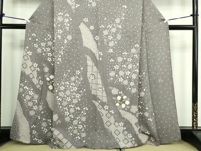 平和屋着物▽訪問着 単衣 絞り 舞花文 金彩 正絹 逸品 DAAW9253sf