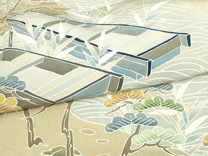 平和屋着物▽訪問着 単衣 作家物 風景文 暈し染め 正絹 逸品 DAAW9254sf