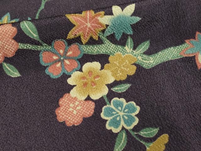 平和屋着物▽上質な小紋 単衣 枝花文 正絹 逸品 未使用 DAAW9255sf