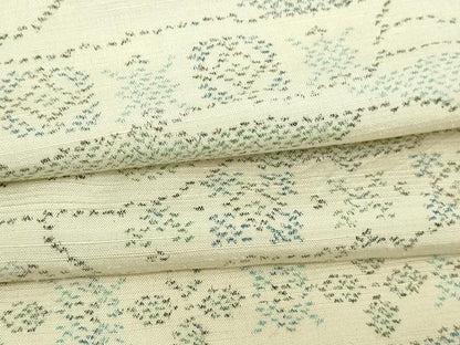 平和屋着物▽上質な紬　単衣　草花文　正絹　逸品　DAAW9257sf