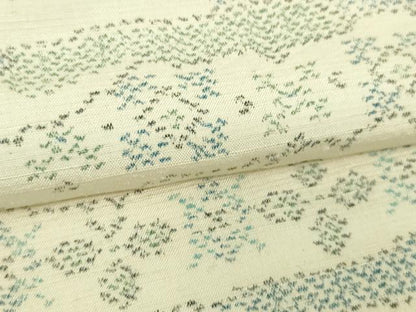 平和屋着物▽上質な紬　単衣　草花文　正絹　逸品　DAAW9257sf