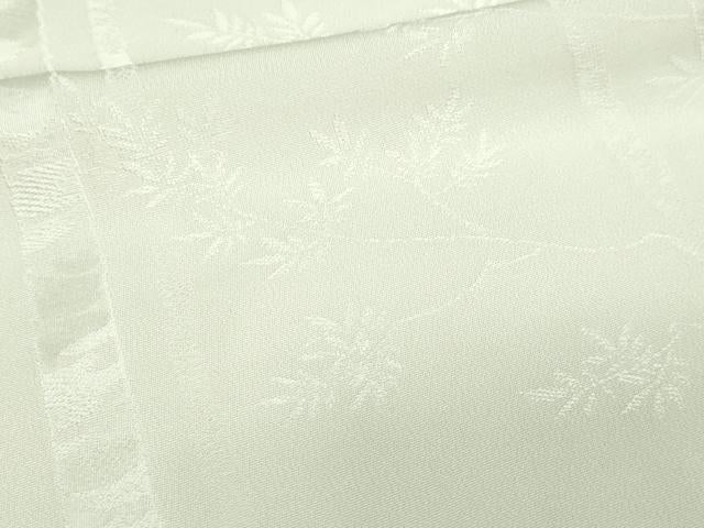 平和屋着物▽上質な色無地 単衣 笹竹地紋 生成り色 正絹 逸品 DAAW9258sf