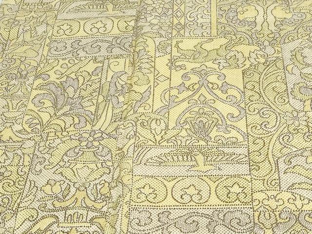 平和屋着物▽上質な紬 単衣 更紗花文 正絹 逸品 DAAW9260sf