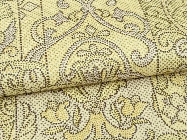平和屋着物▽上質な紬 単衣 更紗花文 正絹 逸品 DAAW9260sf