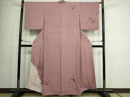 平和屋着物▽訪問着 単衣 絞り 草花文 正絹 逸品 DAAW9261sf