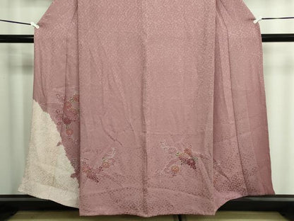 平和屋着物▽訪問着 単衣 絞り 草花文 正絹 逸品 DAAW9261sf