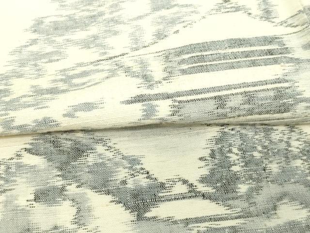 平和屋着物▽上質な紬　単衣　風景文　正絹　逸品　DAAW9262sf