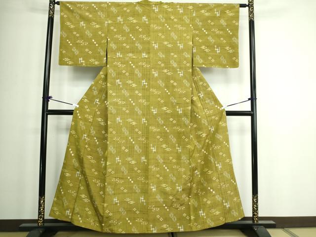 平和屋着物▽上質な紬　単衣　吉祥文　正絹　逸品　DAAW9263sf