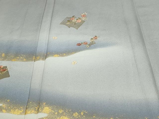 平和屋着物▽訪問着 単衣 刺繍 冊子花文 暈し染め 金彩 正絹 逸品 DAAW9266sf
